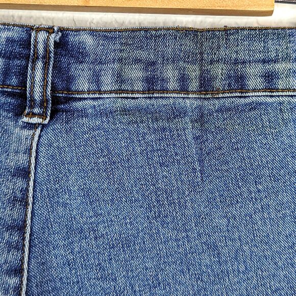 VTG 90s Y2K Mid-Rise Embroidered Floral Overlap Zipper Flare Crop Jeans Denim 30 - Picture 8 of 12